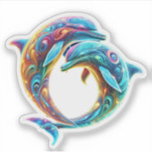 愛カラフルされるイルカ シール (正面)