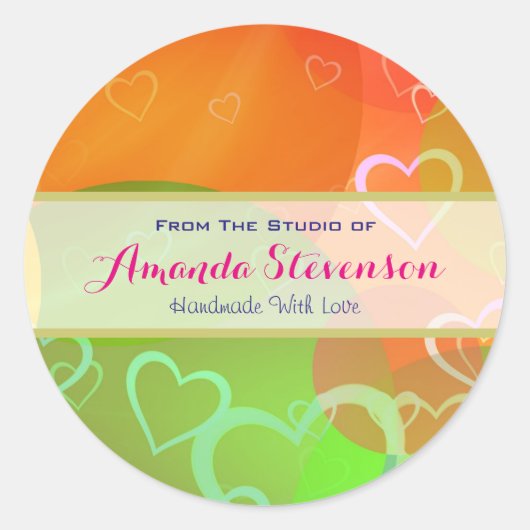 愛カラフルで手作りのハート ラウンドシール (正面)