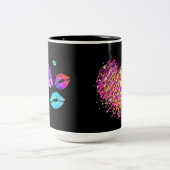 愛カラフルとキスの唇 ツートーンマグカップ (中央)