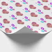 愛カラフルとキスの唇 ラッピングペーパー (角)