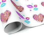 愛カラフルとキスの唇 ラッピングペーパー (ロールコーナー)