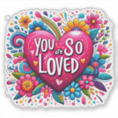 愛カラフルとポジティブのハート シール (正面)