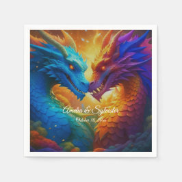 愛カラフルのドラゴン スタンダードカクテルナプキン