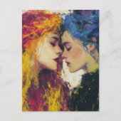 愛カラフルの女性 ポストカード (正面)