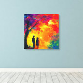 愛カラフルの木 キャンバスプリント (インサイチュ (ウッドフロア))