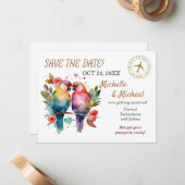 愛カラフルの鳥、日付を保存 ノートカード (正面/裏面インサイチュ)