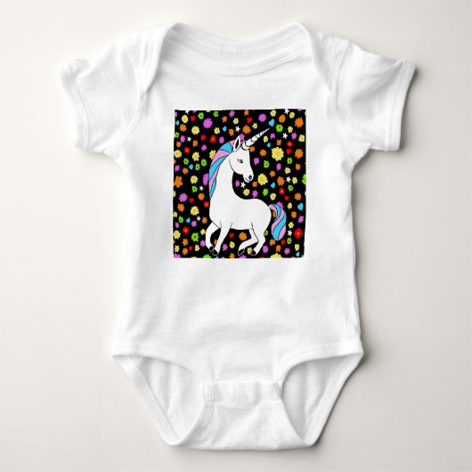 愛カラフルらしい一角花とハート ベビーボディスーツ (正面)