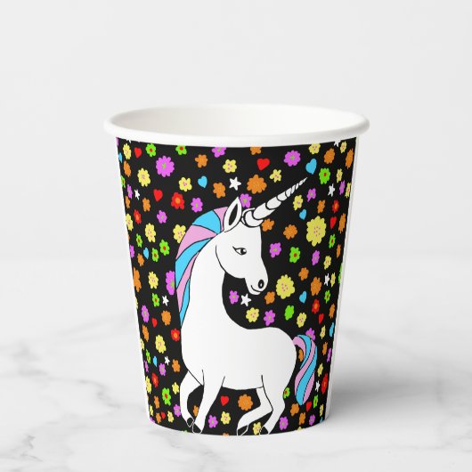 愛カラフルらしい一角花とハート 紙コップ (裏面)