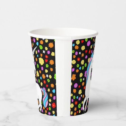 愛カラフルらしい一角花とハート 紙コップ (右)