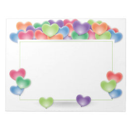 愛カラフルハートバルーン枠 ノートパッド