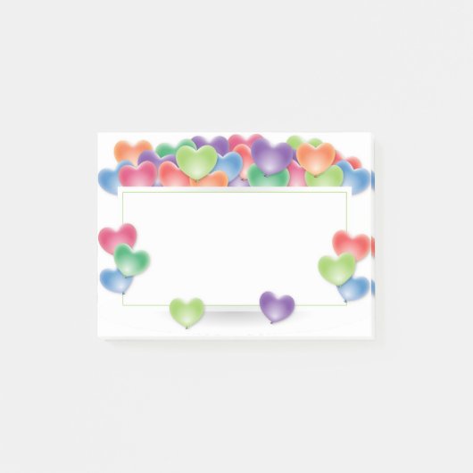 愛カラフルハートバルーン枠 ポストイット (正面)