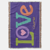 愛カラフル名前をカスタムする投げ毛布 スローブランケット (正面縦)