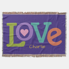 愛カラフル名前をカスタムする投げ毛布 スローブランケット
