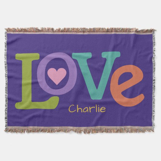 愛カラフル名前をカスタムする投げ毛布 スローブランケット (正面)