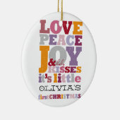 愛カラフル平和の喜びとベビーキスかわいい写真 セラミックオーナメント (右)