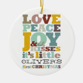 愛カラフル平和の喜びとベビーキスかわいい写真 セラミックオーナメント (正面)