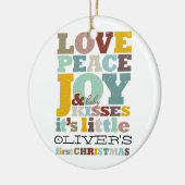 愛カラフル平和の喜びとベビーキスかわいい写真 セラミックオーナメント (左)