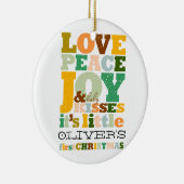愛カラフル平和の喜びとベビーキスかわいい写真 セラミックオーナメント (右)