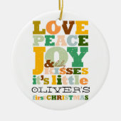 愛カラフル平和の喜びとベビーキスかわいい写真 セラミックオーナメント (正面)