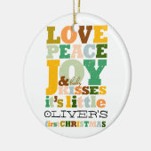 愛カラフル平和の喜びとベビーキスかわいい写真 セラミックオーナメント (左)
