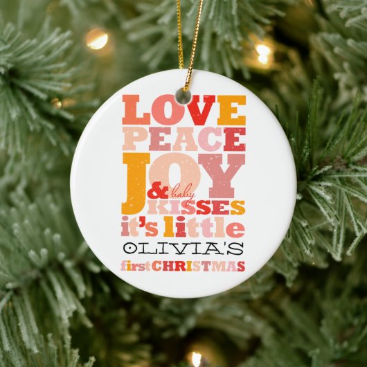 愛カラフル平和の喜びとベビーキスかわいい写真 セラミックオーナメント (ツリー)