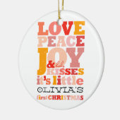 愛カラフル平和の喜びとベビーキスかわいい写真 セラミックオーナメント (左)