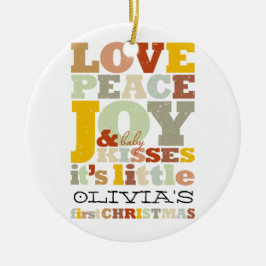 愛カラフル平和の喜びとベビーキスかわいい写真 セラミックオーナメント