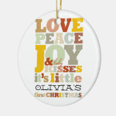 愛カラフル平和の喜びとベビーキスかわいい写真 セラミックオーナメント (左)