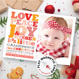 愛カラフル平和の喜びとベビーキスの写真カード