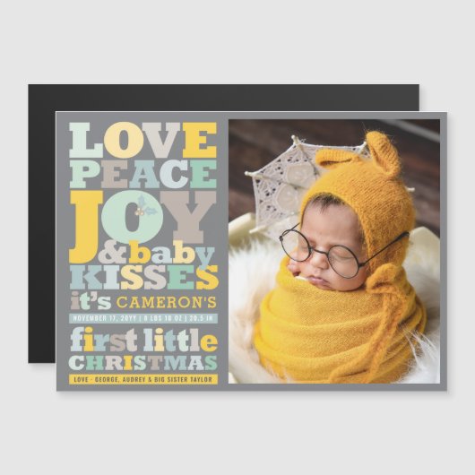 愛カラフル平和の喜びとベビーキスの写真カード (正面/裏面)