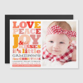 愛カラフル平和の喜びとベビーキスの写真カード (正面/裏面)