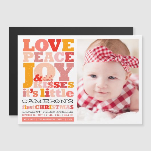 愛カラフル平和の喜びとベビーキスの写真カード (正面/裏面)