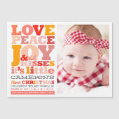 愛カラフル平和の喜びとベビーキスの写真カード (正面)