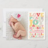 愛カラフル平和の喜びとベビーキス手紙 シーズンカード (正面)