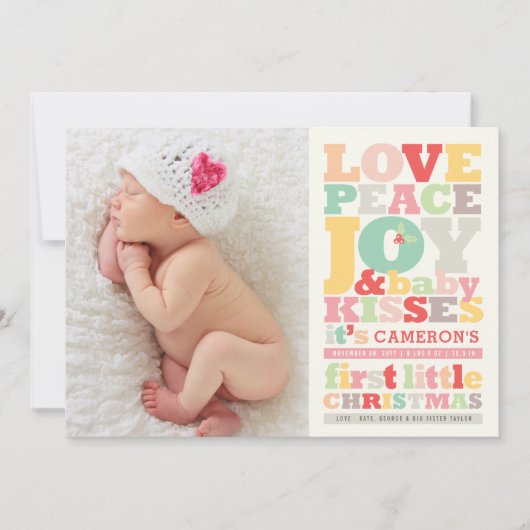 愛カラフル平和の喜びとベビーキス手紙 シーズンカード (正面)