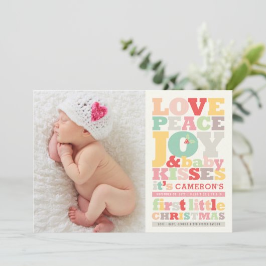 愛カラフル平和の喜びとベビーキス手紙 シーズンカード (スタンド正面)