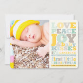 愛カラフル平和の喜びとベビーキス手紙 シーズンカード (正面)