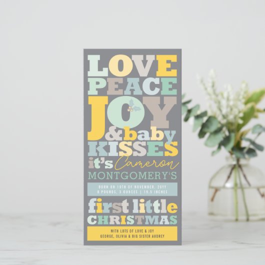 愛カラフル平和の喜びとベビーキス手紙 シーズンカード (スタンド正面)