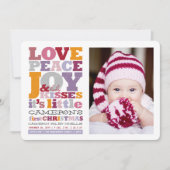 愛カラフル平和の喜びとベビーキス手紙 シーズンカード (正面)