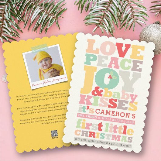 愛カラフル平和の喜びとベビーキス手紙 シーズンカード