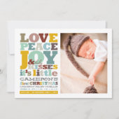 愛カラフル平和の喜びとベビーキス手紙 シーズンカード (正面)