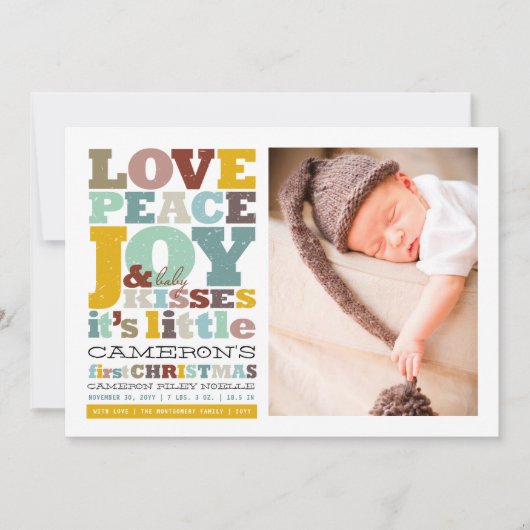 愛カラフル平和の喜びとベビーキス手紙 シーズンカード (正面)