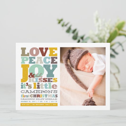 愛カラフル平和の喜びとベビーキス手紙 シーズンカード (スタンド正面)