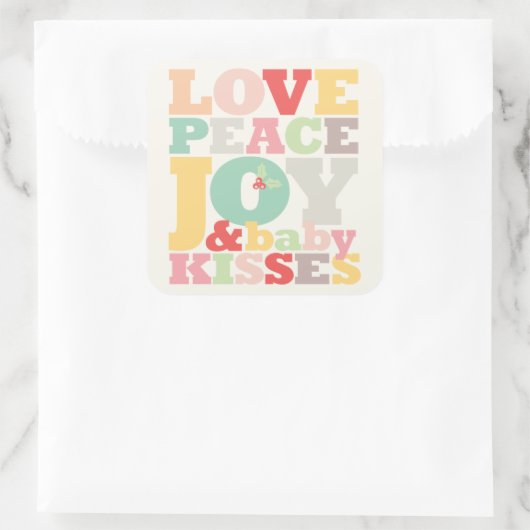 愛カラフル平和の喜びとベビーキス手紙 スクエアシール (バッグ)