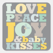 愛カラフル平和の喜びとベビーキス手紙 スクエアシール (正面)