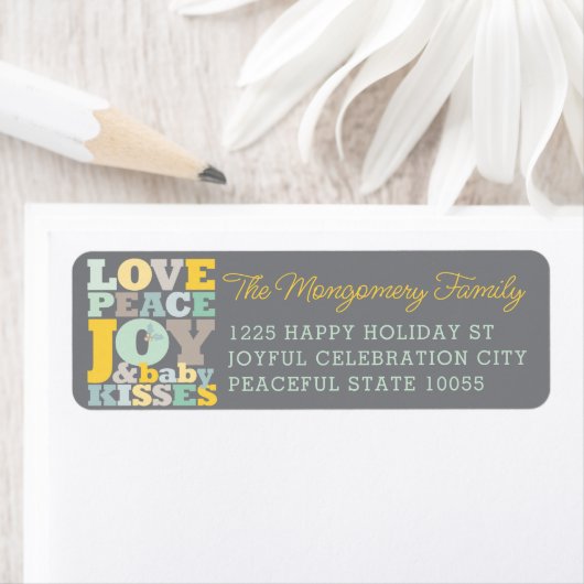 愛カラフル平和の喜びとベビーキス手紙 ラベル (インサイチュ)