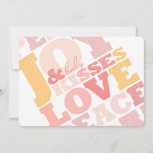 愛カラフル平和の喜びとベビーキス手紙 招待状 (裏面)