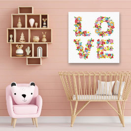 愛カラフル春の花お洒落子供部屋 キャンバスプリント