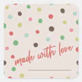 愛カラフル水玉模様 スクエアシール (正面)