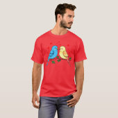 愛カラフル鳥カップルデザイン友達 Tシャツ (正面フル)